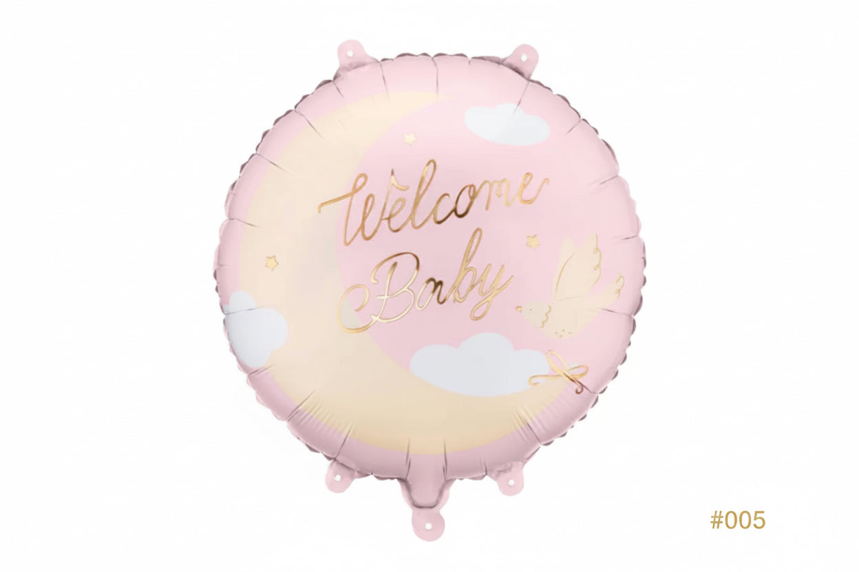14” Pink “welcome baby” foil balloon ( sold with flowers only)