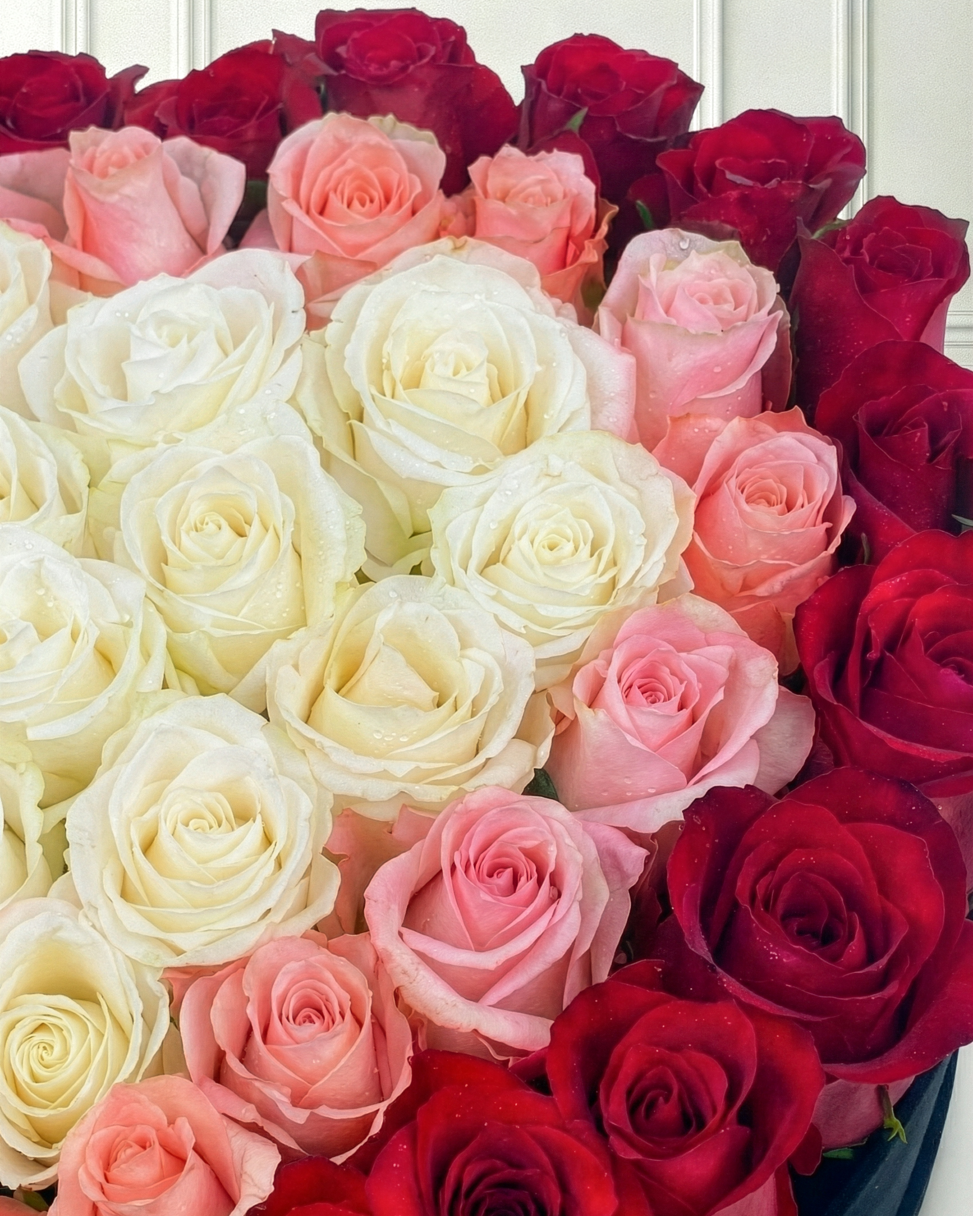 Sweet Heart Bliss heart-shaped rose box in black box – Tika Flower Studio – Phoenix AZ