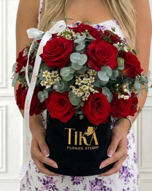 Charm Roses & Eucalyptus Flower Box — Flower Box by Tika Flower Studio in Phoenix